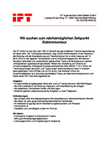 Stellenausschreibung Elektromonteur
